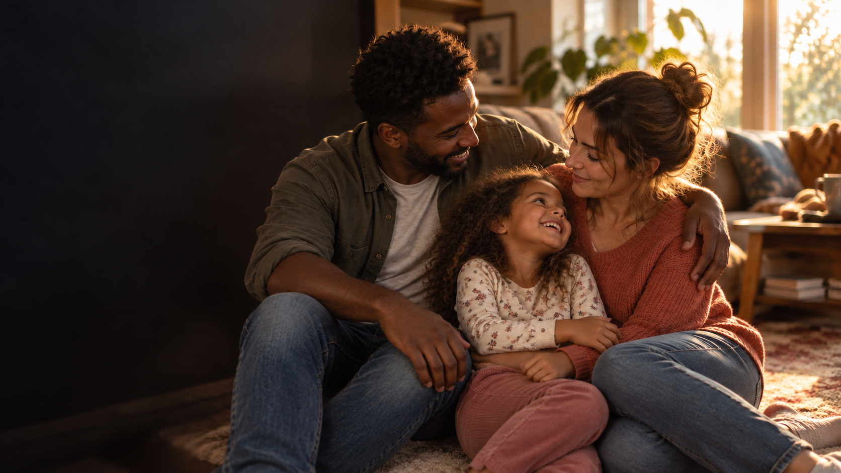 Warm family laughter at home